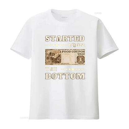 Men "Started From Bottom Food Stamp Coupon" Vintage Washed T Shirt