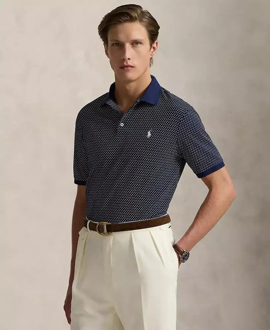 Men's Classic-Fit Print Soft Cotton Polo Shirt