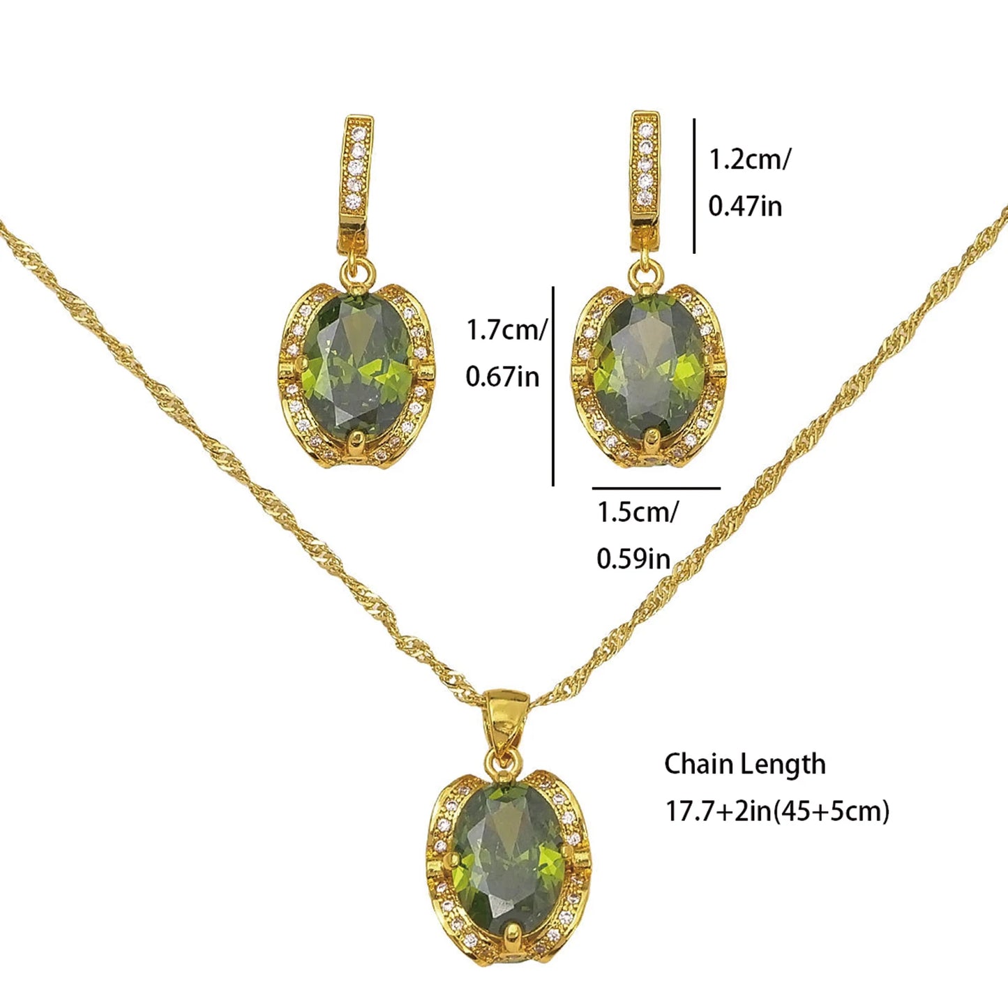 Dark Green, Exquisite Luxury,  Moissanite Jewellery Set