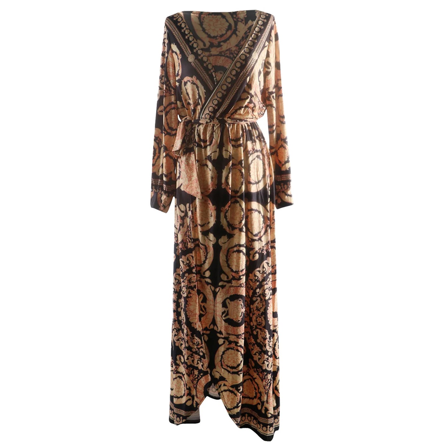 Sexy Long Party Dress with Vintage African Print for Women