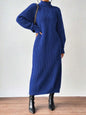Black Turtleneck Ribbed Knit Long Sleeve Sweater Dress for Women