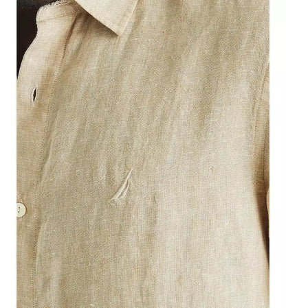 Men's Linen Solid-Color Classic-Fit Long-Sleeve Shirt