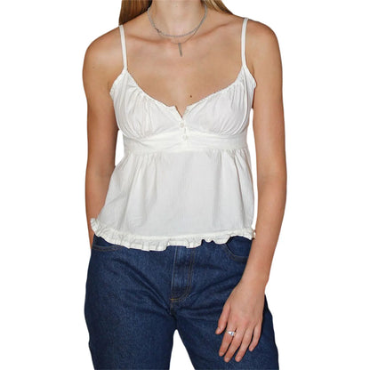 Y2k Fairycore Strappy Ruched Sleeveless Backless Ruffles Tank Tops for Women