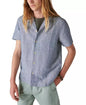 Men's Stripe Linen Short Sleeve Camp Collar Shirt