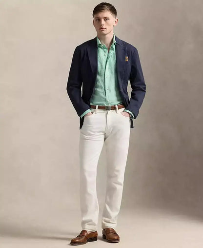 Men's Classic-Fit Houndstooth Linen Shirt
