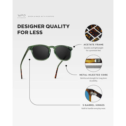 HOME WMP Eyewear - Men's Polarized Modern Rounded Square Sunglasses