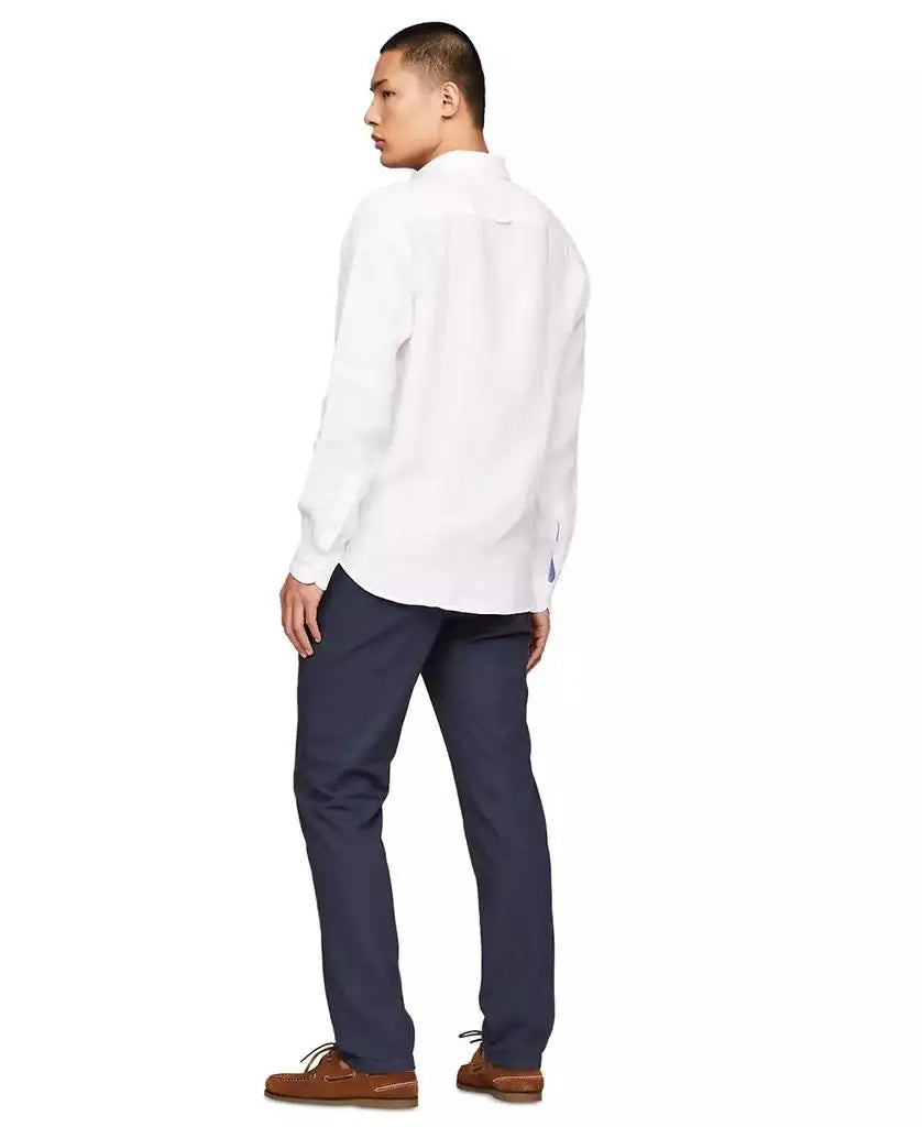 Men's Linen Button-Down Long Sleeve Shirt