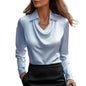 Satin/Silk Elegance Women's Vintage Long Sleeve Blouse