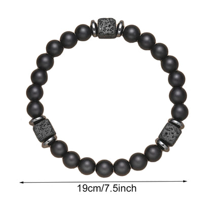 Mens Beaded Bracelet Matte Lava Rock Volcanic Stone Beads