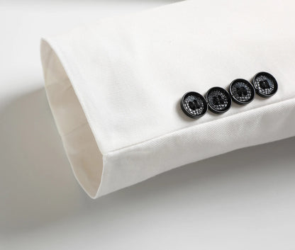 Men's White Two-Piece Wool Business  Suit