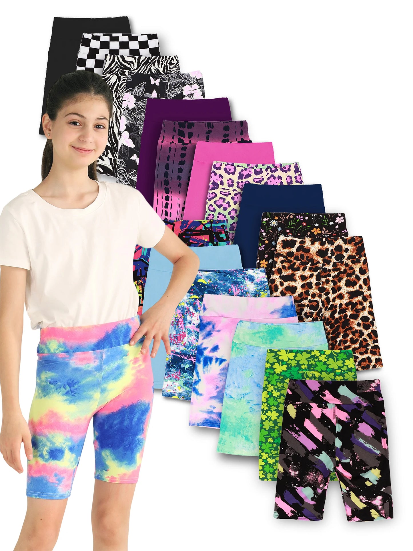 5pcs girls yoga band soft stretchy biker shorts