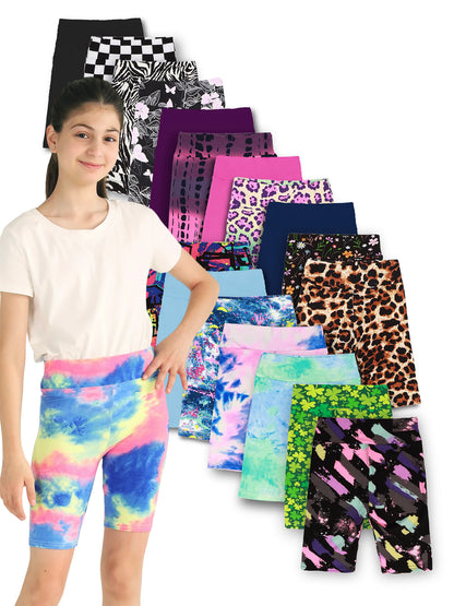 5pcs girls yoga band soft stretchy biker shorts
