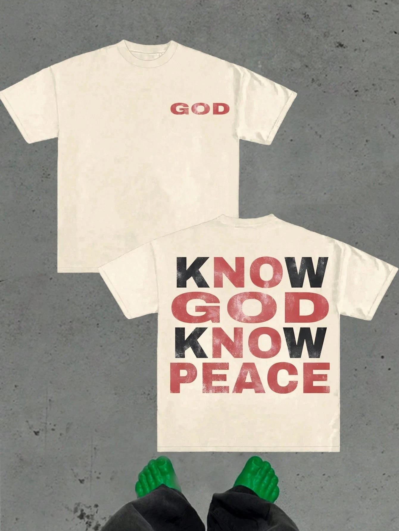 "KNOW GOD Know Peace"  Cotton Graphic  Men's Round Neck Short Sleeved T-Shirt