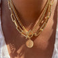 Multilevel Geometric Vintage Punk Gold-plate Thick Chain Muli