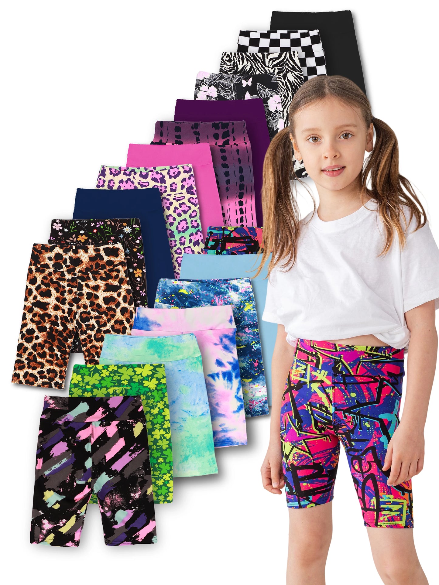5pcs girls yoga band soft stretchy biker shorts