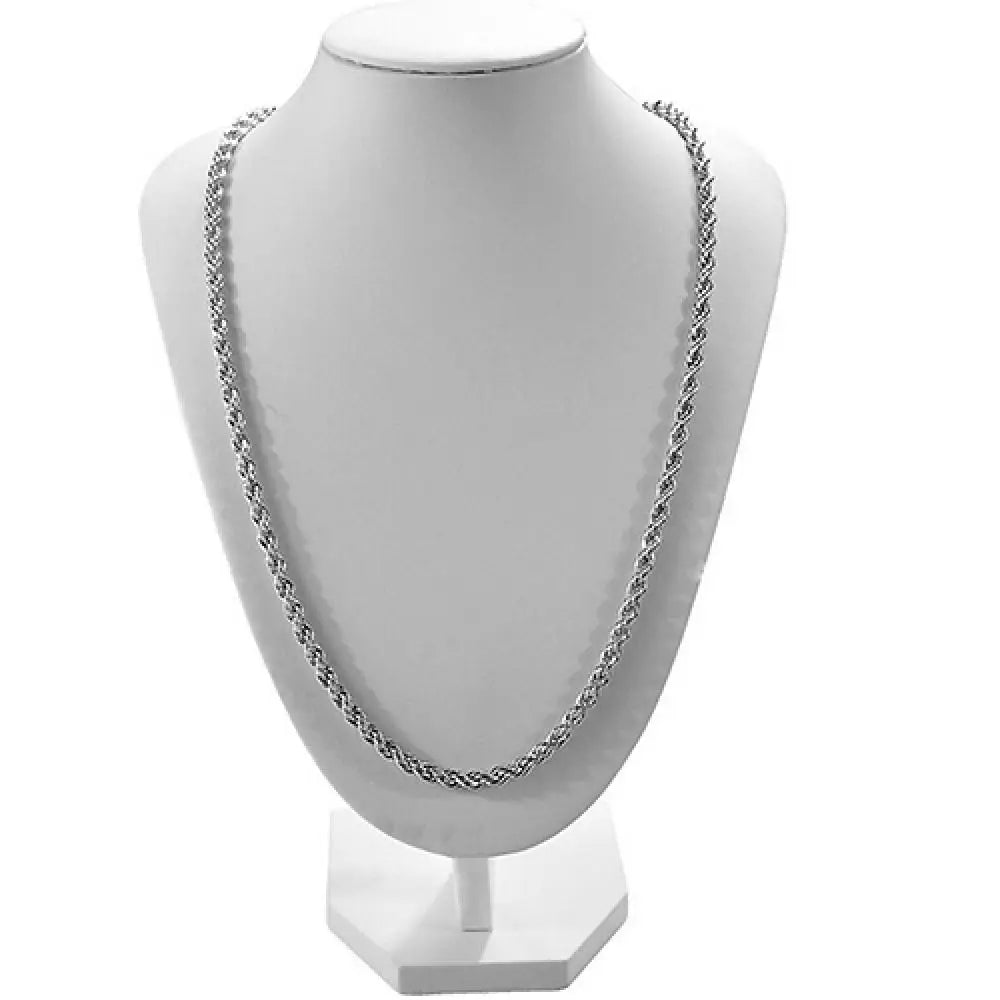 Silver 18/20/22/24 Inch 4mm Twisted Rope Chain Unisex Necklace