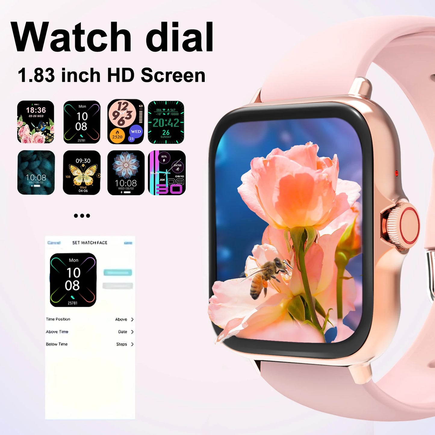 Smartwatch ultra-thin design, compatible with Android and iPhone