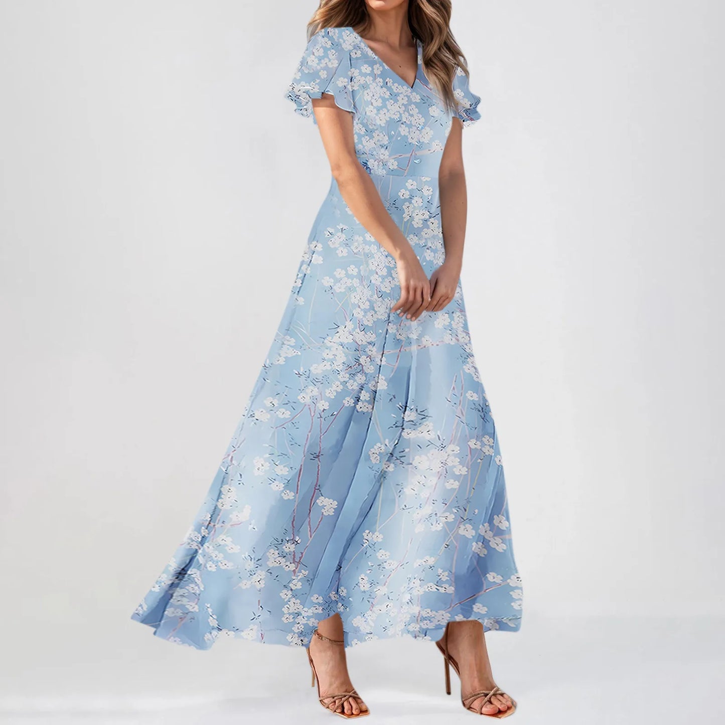 Floral Maxi Evening Party  Dress