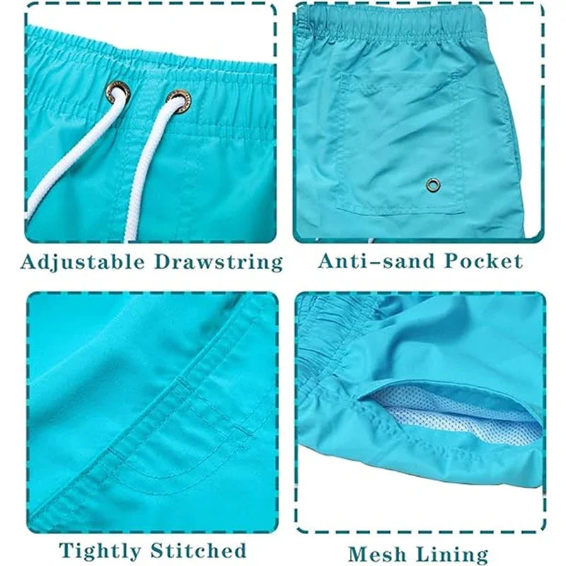 Mens Swim Trunks with Mesh Lining & Side Pockets
