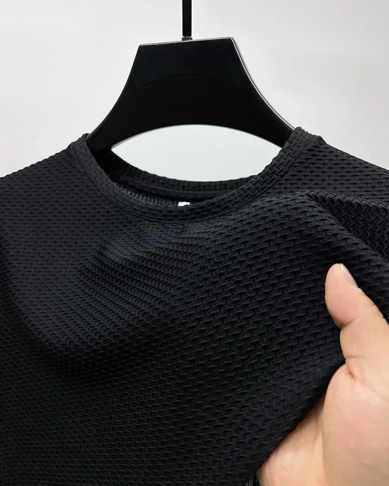 Ice Silk High-Quality Short Sleeve T Shirts Men's Breathable Fashion