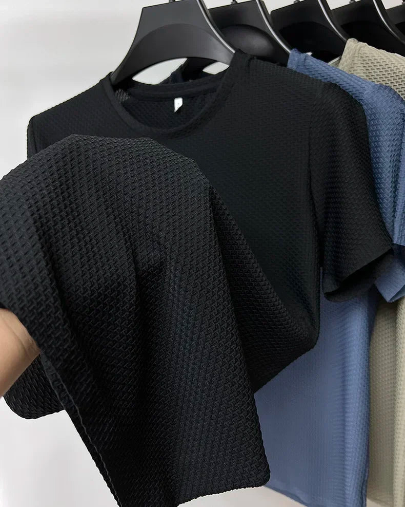 Ice Silk High-Quality Short Sleeve T Shirts Men's Breathable Fashion