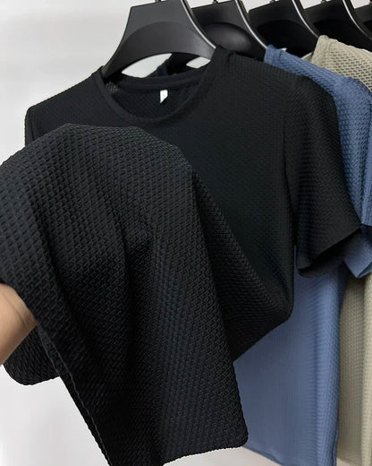 Ice Silk High-Quality Short Sleeve T Shirts Men's Breathable Fashion