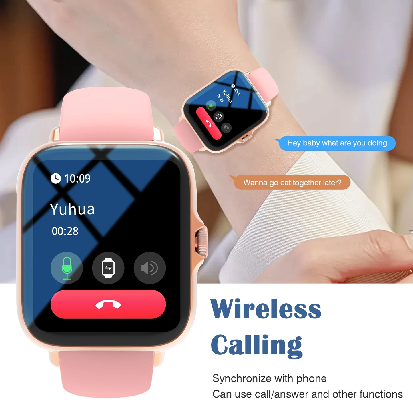 Smartwatch ultra-thin design, compatible with Android and iPhone