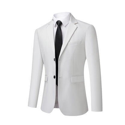 Men's White Two-Piece Wool Business  Suit