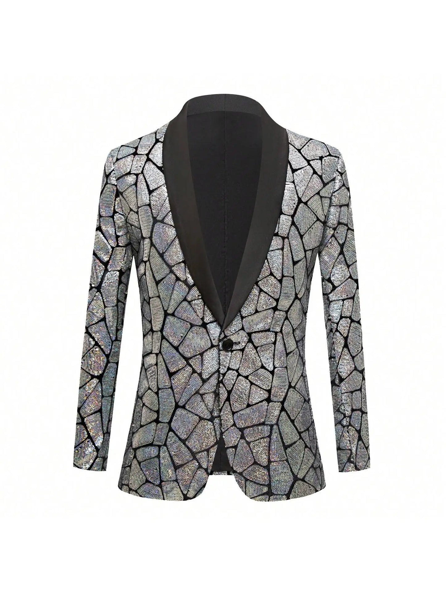 Men's shiny sequin suit jacket, single-breasted fashionable tuxedo