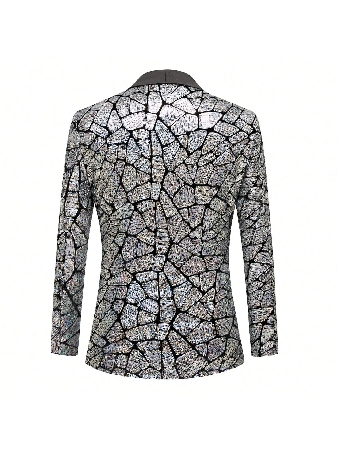 Men's shiny sequin suit jacket, single-breasted fashionable tuxedo