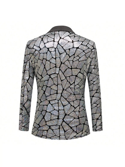 Men's shiny sequin suit jacket, single-breasted fashionable tuxedo