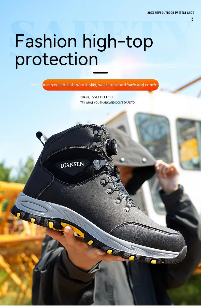 Non Slip Safety Boots with Steel Toe for Men Work