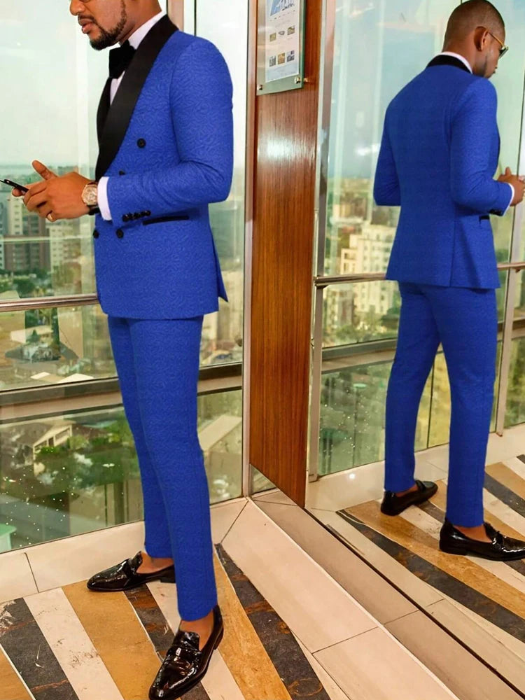 Men's two-piece slim-fitting, siinlge breasted, floral/paisley tuxedo suit