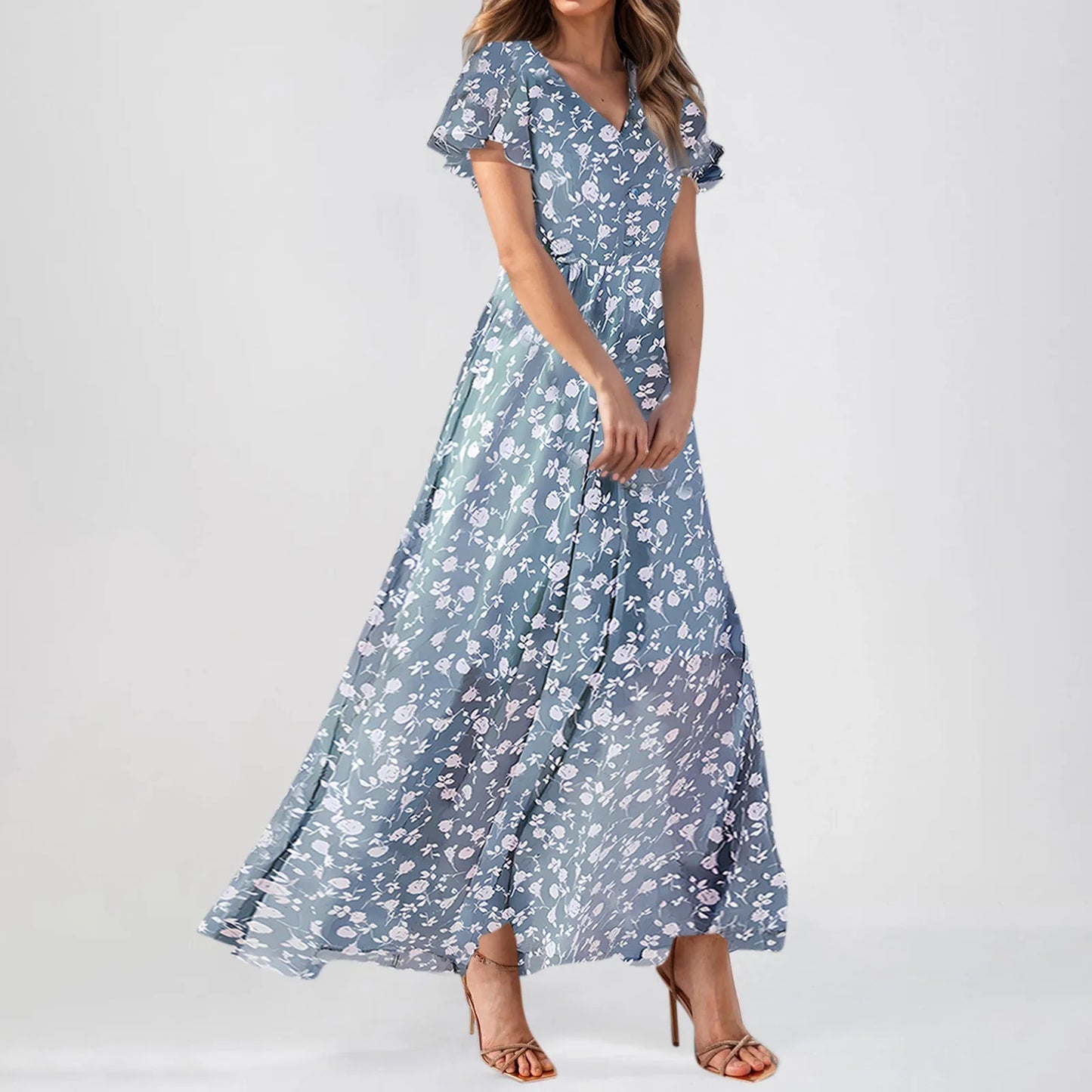 Floral Maxi Evening Party  Dress