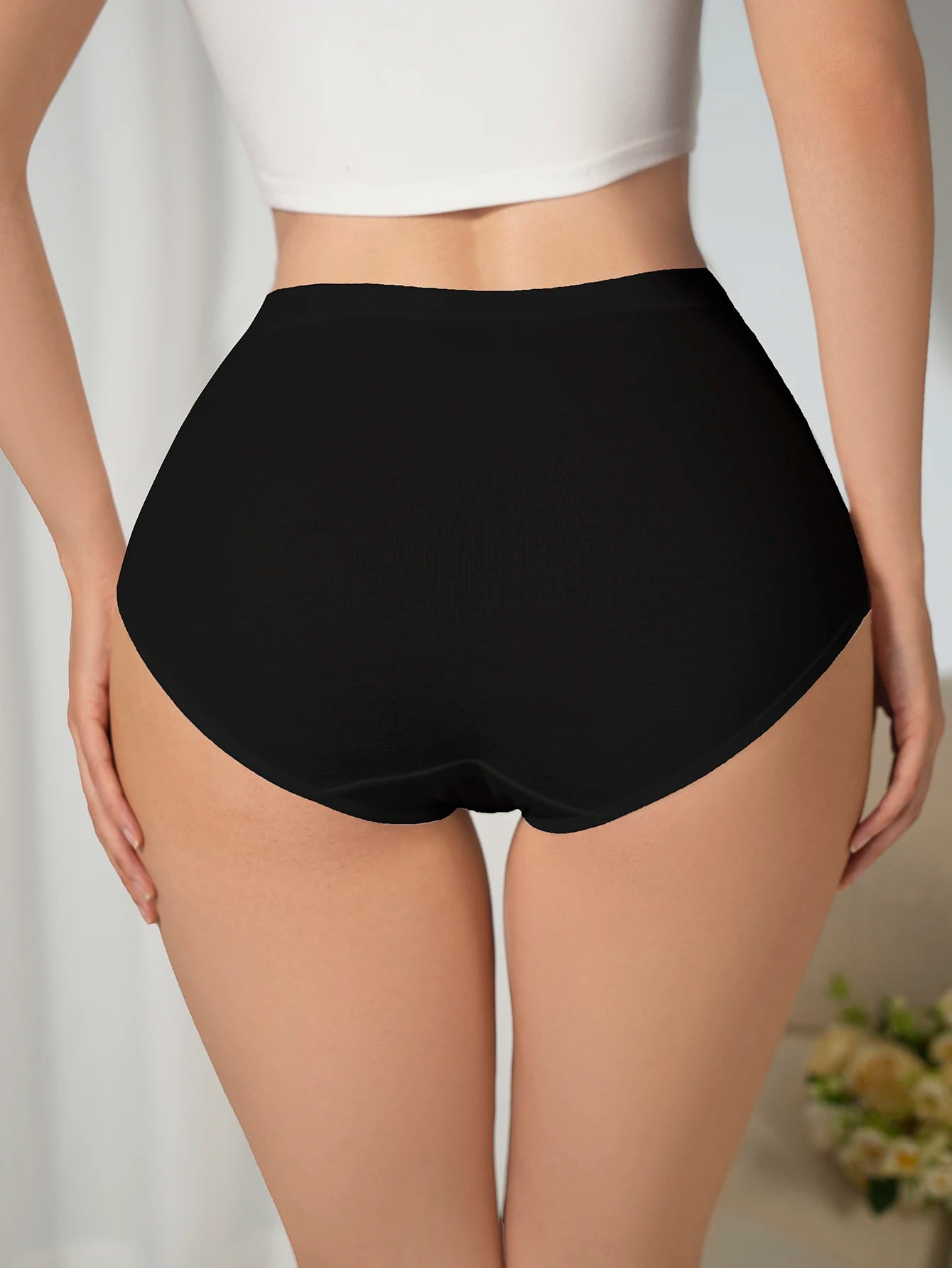 8 pieces of women's mid-high waist cotton breathable and soft underwear