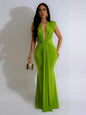 Elegant Ruched Bodycon Maxi Dress with deep V-neck for Women special evening out.