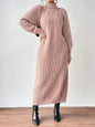 Black Turtleneck Ribbed Knit Long Sleeve Sweater Dress for Women