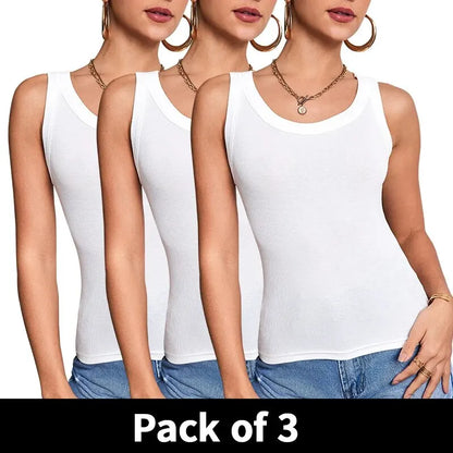 3-piece Ladies Solid Color Vest/Camisole