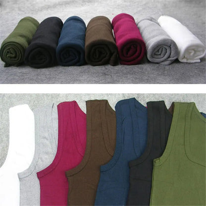 Men's Sleeveless Breathable Cotton Vest - Multi color