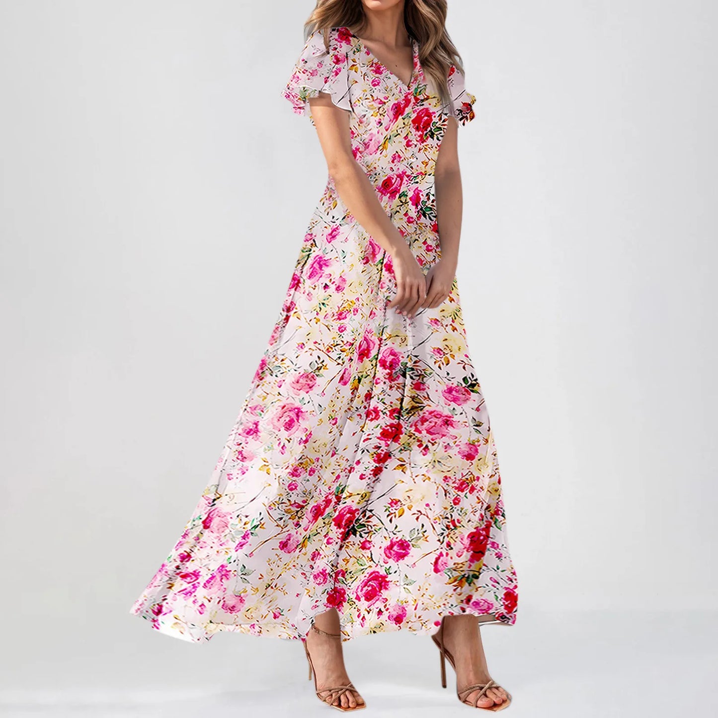 Floral Maxi Evening Party  Dress