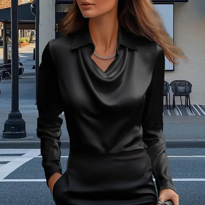 Satin/Silk Elegance Women's Vintage Long Sleeve Blouse