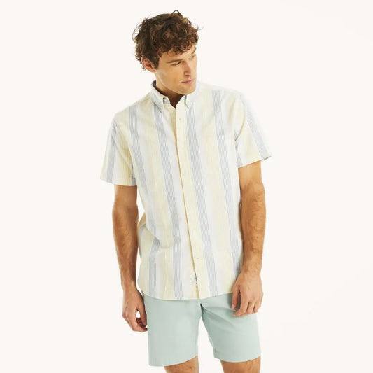 Mens Striped Oxford Short-Sleeve Shirt