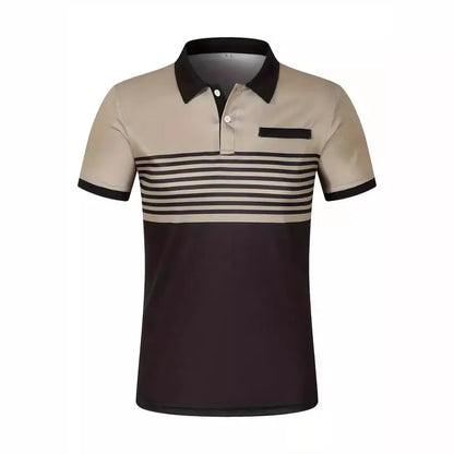 2024 short sleeved V-neck button-down men's casual polo shirt,