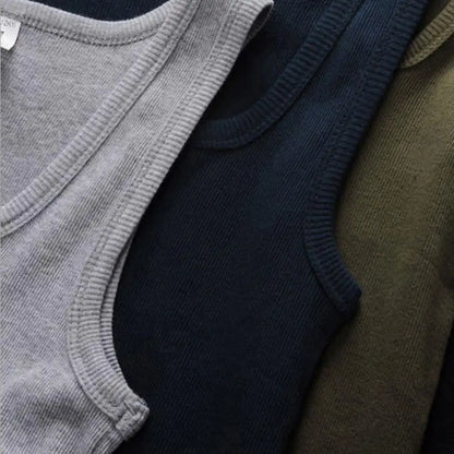 Men's Sleeveless Breathable Cotton Vest - Multi color