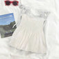 Backless Cropped Camisole with Ruffles and Bows at shoulders