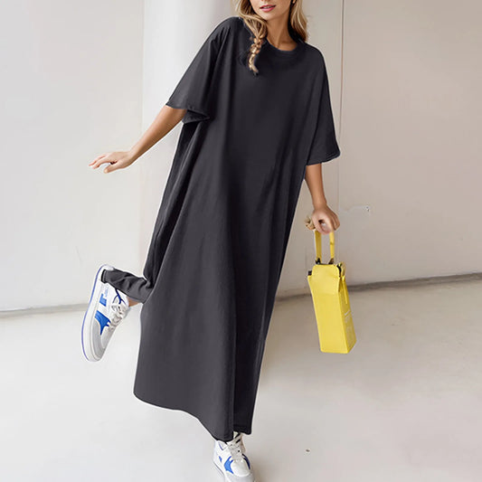 Solid Oversized T Shirt/Sundress For Women