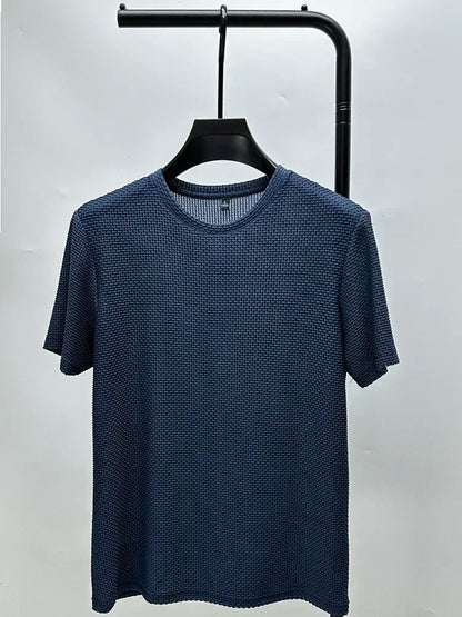 Ice Silk High-Quality Short Sleeve T Shirts Men's Breathable Fashion