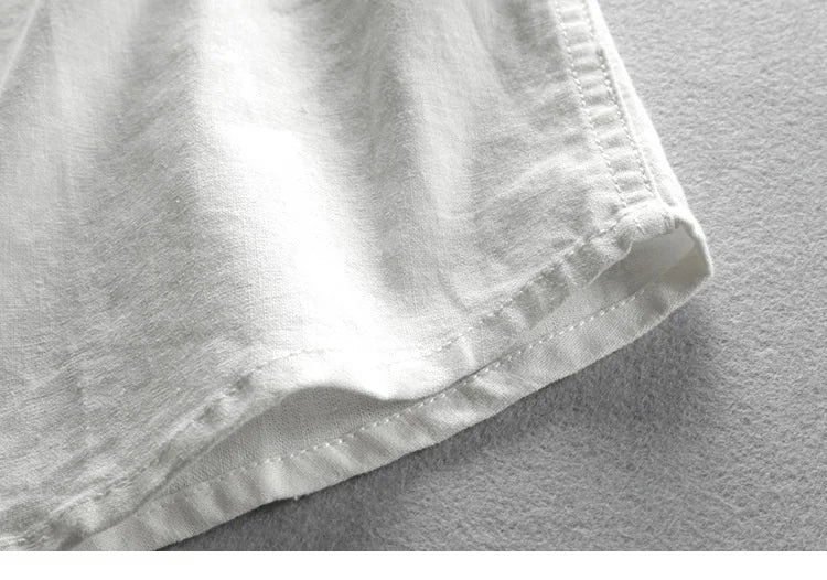 Japan Style Mens Linen/Cotton Long Sleeve Shirt with Harajuku Stand Collar