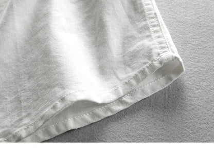 Japan Style Mens Linen/Cotton Long Sleeve Shirt with Harajuku Stand Collar