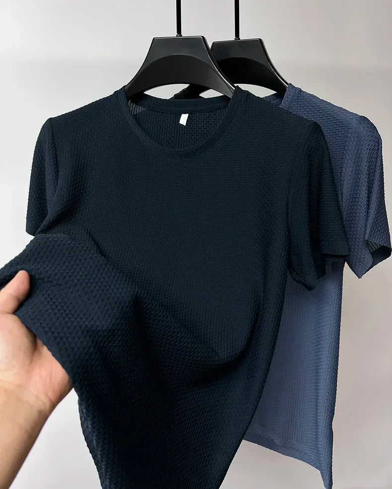 Ice Silk High-Quality Short Sleeve T Shirts Men's Breathable Fashion